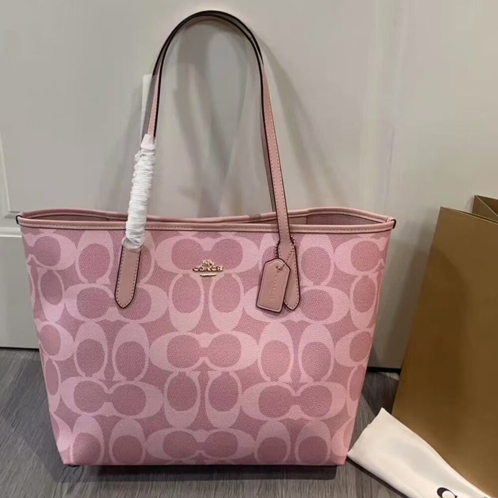 COACH City 33 Cherry Blossom Powder Tote Bag